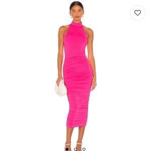 Mallory High Neck Dress in Hot Pink